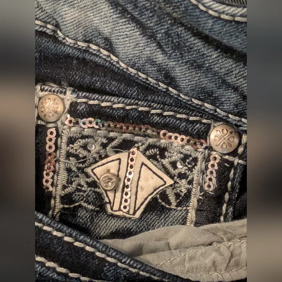 Women's Love Indigo Dark Wash Capris Denim Blue Jeans Stretch Sz: 4 Design Pants - Picture 10 of 14